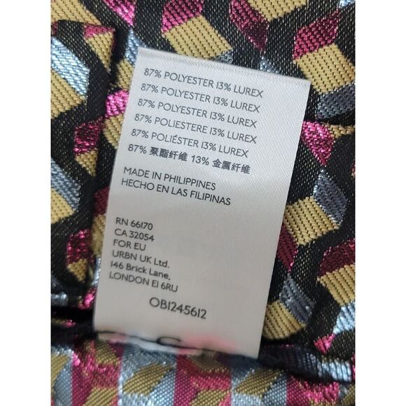 Anthropologie The Essential Slim Pants Metallic Geometric Print Colorful Size 6 - Picture 10 of 10